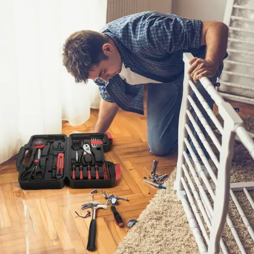 39 Piece Tool Sets All Purpose Household Tool Kit, General Basic Home Tool Set Case with Toolbox Great for Girls Ladies and Women, Household Hand Kit for Home Garage Office College Dormitory, Red - 3