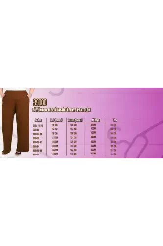 39000 Plus Size High Waist Elastic Waist Wide Leg Knitted Pants - Navy Blue - BÜYÜKBEDENIZ (1)