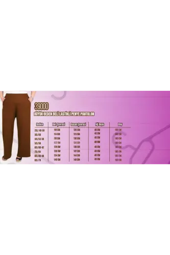 39000 Plus Size High Waist Elasticated Wide Leg Knitted Trousers - Burgundy - BÜYÜKBEDENIZ (1)