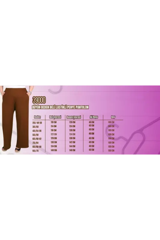 39000 Plus Size High Waist Elasticated Wide Leg Knitted Trousers - Burgundy - 2