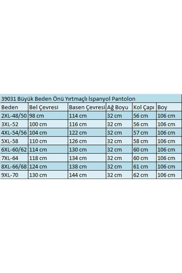 39031 Büyük Beden Önü Yırtmaçlı İspanyol Pantolon - Saks - 2