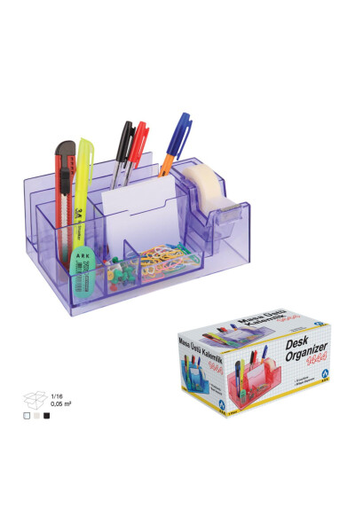 3a Ark 1444 Transparent Pencil Holder Tape Cutter Desk Set - 10