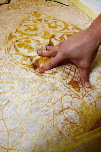3cm Kalın Süngerli Yumuşak Seccade Diz Ağrıtmaz Çeyizlik Hediyelik Namazlık Katlanabilir (70X120CM) - BEJ GOLD İSLAMİ - 12