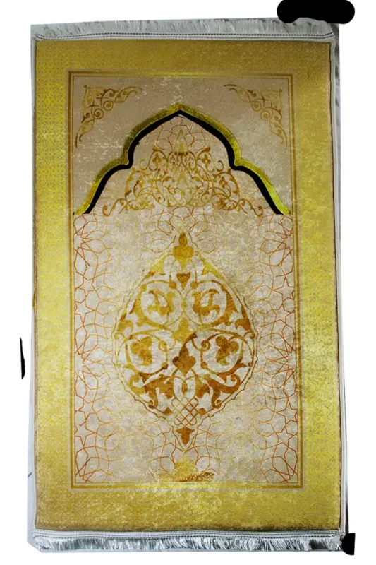 3cm Kalın Süngerli Yumuşak Seccade Diz Ağrıtmaz Çeyizlik Hediyelik Namazlık Katlanabilir (70X120CM) - BEJ GOLD İSLAMİ - 13