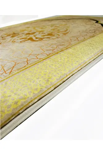 3cm Kalın Süngerli Yumuşak Seccade Diz Ağrıtmaz Çeyizlik Hediyelik Namazlık Katlanabilir (70X120CM) - BEJ GOLD İSLAMİ - 8