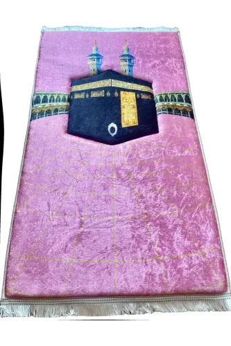 3cm Kalın Süngerli Yumuşak Seccade Diz Ağrıtmaz Çeyizlik Hediyelik Namazlık Katlanabilir (70X120CM) - PEMBE GOLD KABE - 8