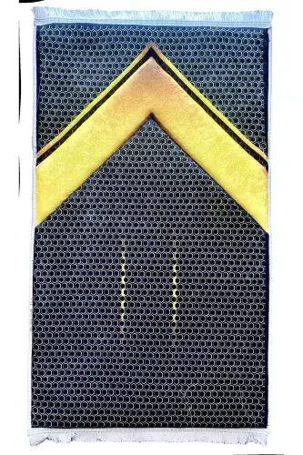 3cm Kalın Süngerli Yumuşak Seccade Diz Ağrıtmaz Çeyizlik Hediyelik Namazlık Katlanabilir-GOLD SİYAH - 1