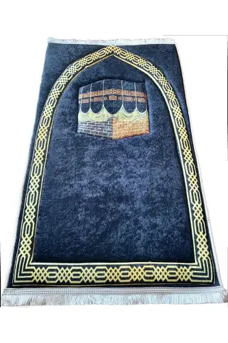 3cm Kalın Süngerli Yumuşak Seccade Diz Ağrıtmaz Çeyizlik Hediyelik Namazlık Katlanabilir - SİYAH BORDÜR KABE - 4