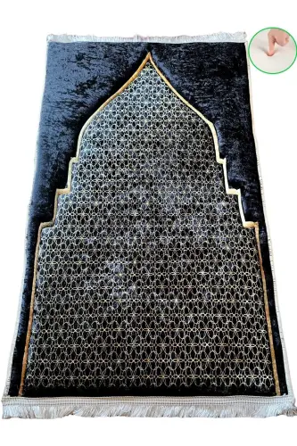 3cm Kalın Süngerli Yumuşak Seccade Yıkanabilir Çeyizlik Hediyelik Namazlık Katlanabilir (70X120CM) - SİYAH GOLD CAMİİ - 11