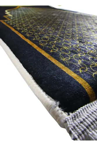 3cm Kalın Süngerli Yumuşak Seccade Yıkanabilir Çeyizlik Hediyelik Namazlık Katlanabilir (70X120CM) - SİYAH GOLD CAMİİ - 16