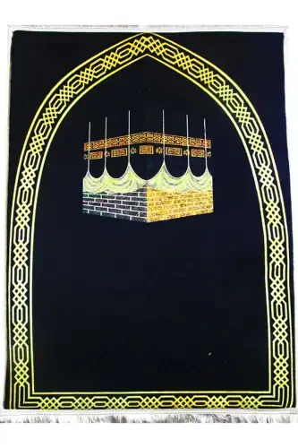 3cm Thick Sponge Soft Prayer Rug Doesn't Hurt Knees Dowry Gift Prayer Rug Foldable-BLACK BORDER KAABA - 6