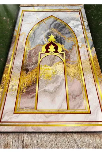 3cm Thick Sponge Soft Prayer Rug Doesn't Hurt Knees Dowry Gift Prayer Rug Foldable-GOLD MARBLE - 3