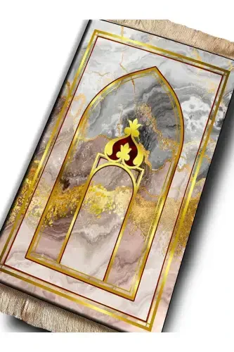 3cm Thick Sponge Soft Prayer Rug Doesn't Hurt Knees Dowry Gift Prayer Rug Foldable-GOLD MARBLE - CARPETELLA (1)