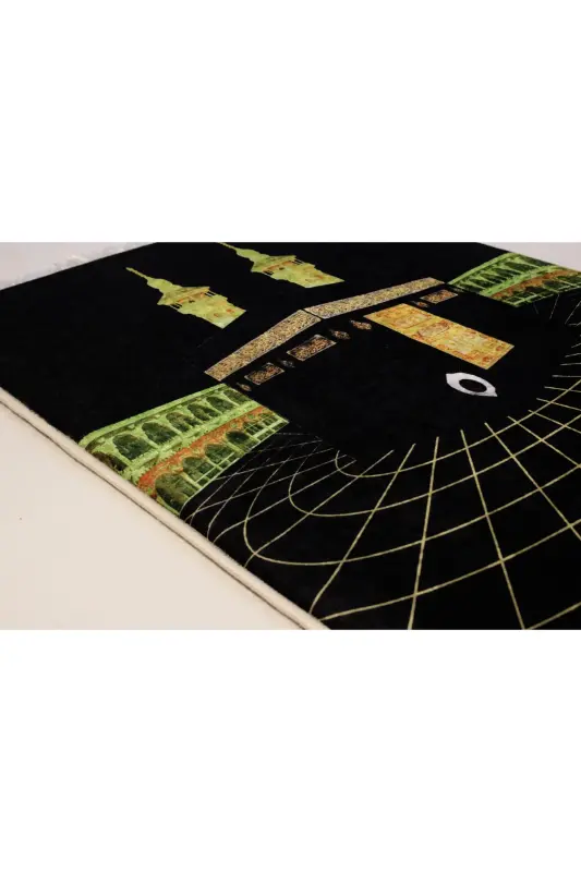 3cm Thick Sponge Soft Prayer Rug Knee Painless Dowry Gift Prayer Rug Kaaba Patterned (70X120CM)-BLACK GOLD CABLE - 12