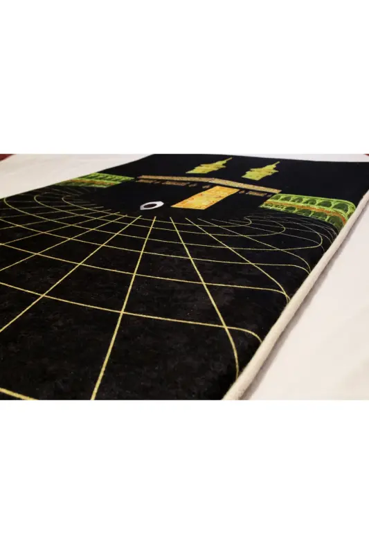 3cm Thick Sponge Soft Prayer Rug Knee Painless Dowry Gift Prayer Rug Kaaba Patterned (70X120CM)-BLACK GOLD CABLE - 7