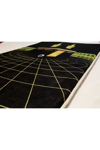 3cm Thick Sponge Soft Prayer Rug Knee Painless Dowry Gift Prayer Rug Kaaba Patterned (70X120CM)-BLACK GOLD CABLE - 6
