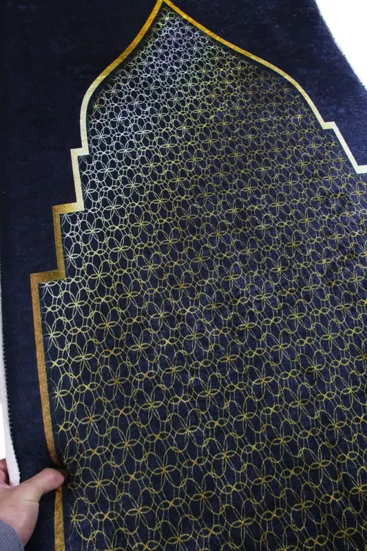 3cm Thick Sponge Soft Prayer Rug Washable Dowry Gift Prayer Mat Foldable (70X120CM)-BLACK GOLD MOSQUE - 14