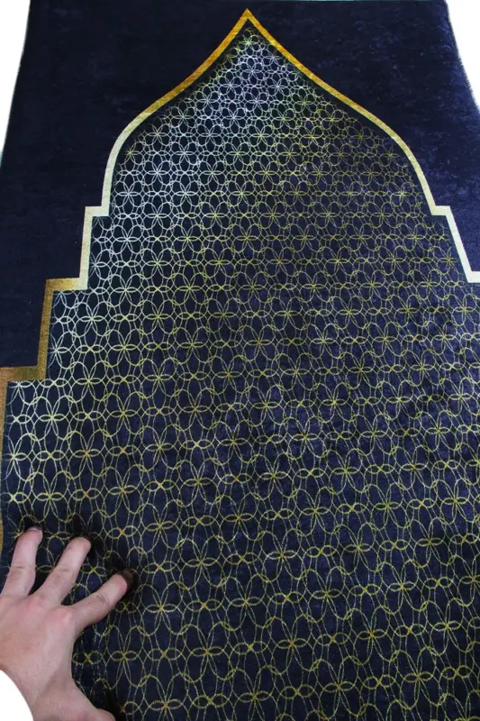 3cm Thick Sponge Soft Prayer Rug Washable Dowry Gift Prayer Mat Foldable (70X120CM)-BLACK GOLD MOSQUE - 15