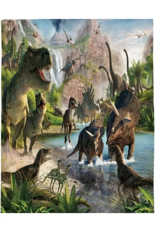 3D CHILD BEDDING SET 160*240cm BROWN GREEN DINOSAUR ANTIBACTERIAL ORGANIC COTTON&SATIN - 8