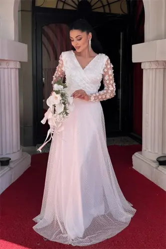 3D Floral Dress - WHITE - BÜYÜKBEDENIZ (1)