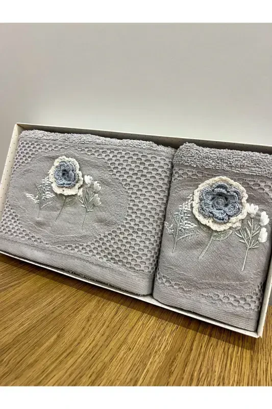 3D Flower Embroidered Boxed Dowry 1 Piece 50x90 Hand - 2