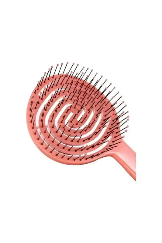 3D Hair Detangling Brush Hairdresser Comb Brush Detangling 3d Hair Brush-Round Pink - 2