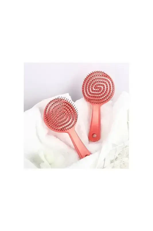 3D Hair Detangling Brush Hairdresser Comb Brush Detangling 3d Hair Brush-Round Pink - 5