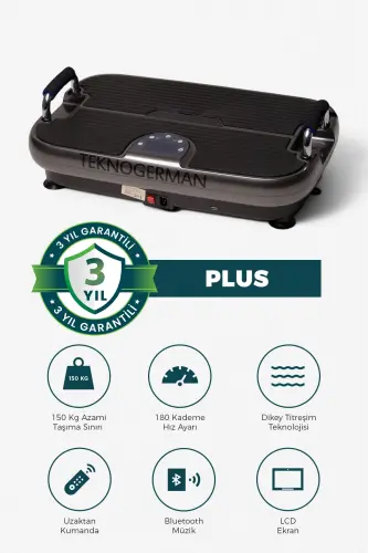 Plus Model Titreşimli Egzersiz Aleti , Titreşimli Spor Aleti , Spor Cihazı, Tekno German Vibration Plate - Piano Siyahı - 3