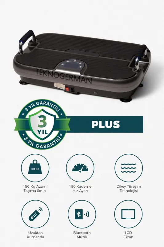 Plus Model Titreşimli Egzersiz Aleti , Titreşimli Spor Aleti , Spor Cihazı, Tekno German Vibration Plate - Piano Siyahı - 3