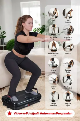 Plus Model Titreşimli Egzersiz Aleti , Titreşimli Spor Aleti , Spor Cihazı, Tekno German Vibration Plate - Piano Siyahı - 8