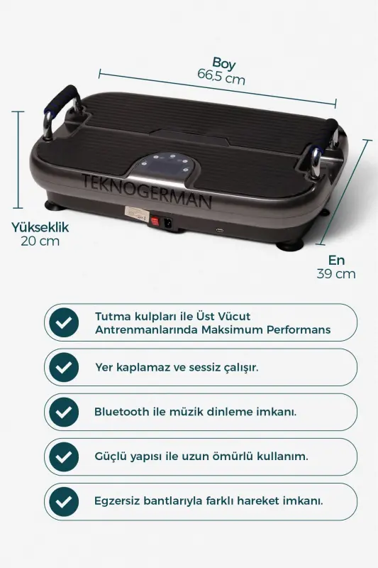 Plus Model Titreşimli Egzersiz Aleti , Titreşimli Spor Aleti , Spor Cihazı, Tekno German Vibration Plate - Piano Siyahı - 9