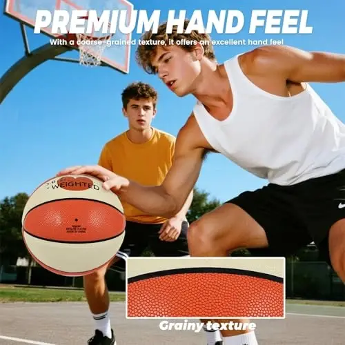3LBS/2.2LBS 29.5/28.5 Weighted Heavy Basketball for Training Composite Trainer Basketball Improving Handling Dribbling Passing and Rebounding Skill(deflated, Size 7/6) - 4