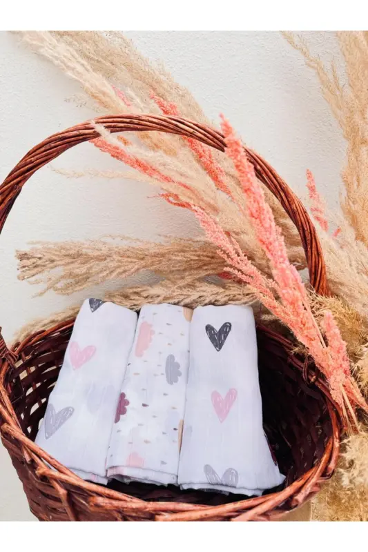 3'li %100 Paxta Organik Muslin Mato Adyol, Ko'p Maqsadli, 80x80 sm. , Yangi tug'ilgan chaqaloq-Oq - 5