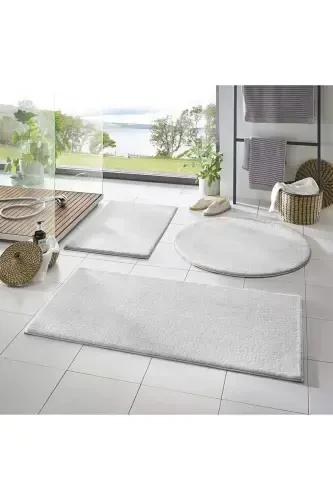 3'li Banyo Gilami Gilami Peluş Gilam Hojatxona To'plami 50x90--50x60--50x50(DOIRA)-oq1 - 1