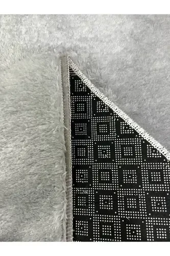 3'li Banyo Paspası Halısı Peluş Halı Klozet Takımı -- 50x90--50x60---50x50(YUVARLAK)-gri1 - 2