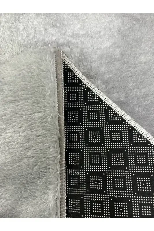 3'li Banyo Paspası Halısı Peluş Halı Klozet Takımı -- 50x90--50x60---50x50(YUVARLAK)-gri1 - 2