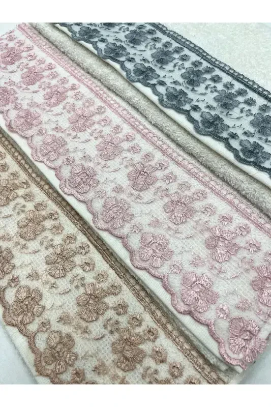 3'li Güpürli Çeyizlik 50x90 Qo'l va Yuz Sochigi - 2