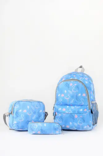 3'li Maktab Sumkasi To'plami Moviy Flamingo /plcan2079.319-Flamingo Moviy 