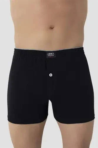 3'li Paket Erkak Katta O'lcham Boxer Qora 100% Paxta Penye Keng Qolip Battal Bo'y Ichki Kiyim - 3