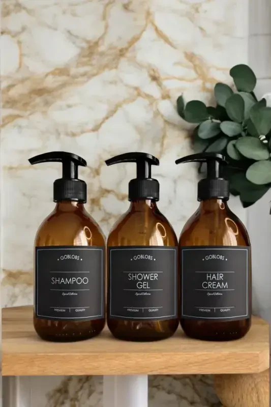 3'li Set 300ml Shisha Amber Etiketli Shampoo & Shower Gel & Hair Cream Qora-qora(shampoo shower gel hair cream) - 2