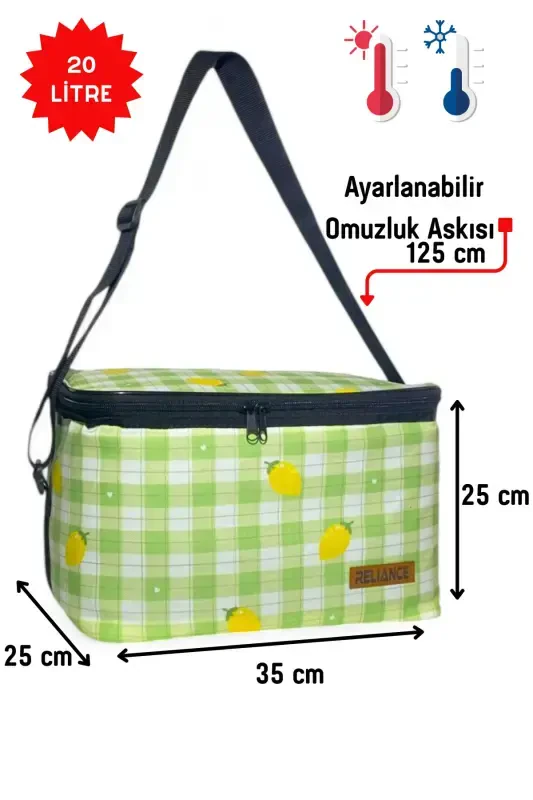 3'li to'plam 35+20+10 l oziq-ovqat tashish termos Termal ovqatlanish sovutgich piknik sumkasi-yashil - 3