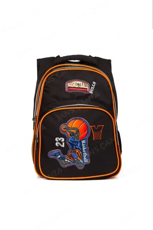 3lik Boshlang'ich maktab termal oziq-ovqat va qalamdonli maktab sumkasi - qora basketbol - 4