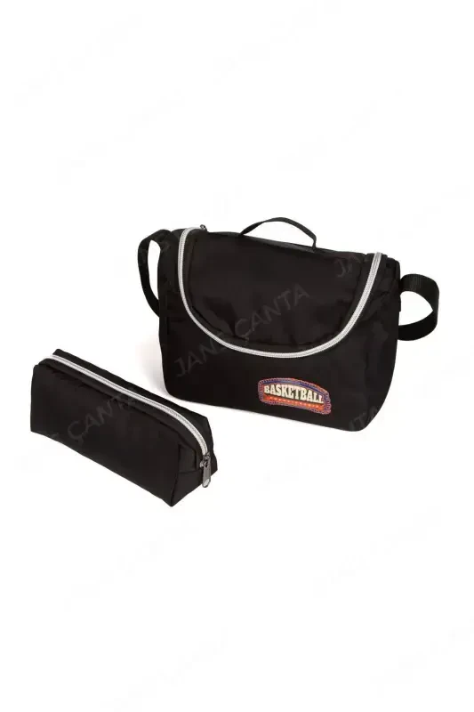 3lik Boshlang'ich maktab termal oziq-ovqat va qalamdonli maktab sumkasi - qora basketbol - 5