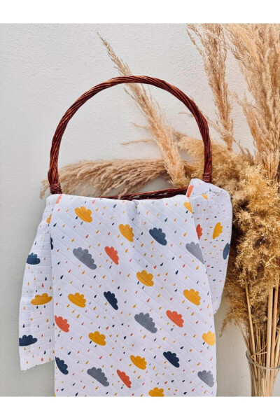 3'lü %100 Pamuklu Organik Müslin Bez Battaniye, Çok Amaçlı, 80x80 cm. , Yenidoğan baby-Ekru - 5