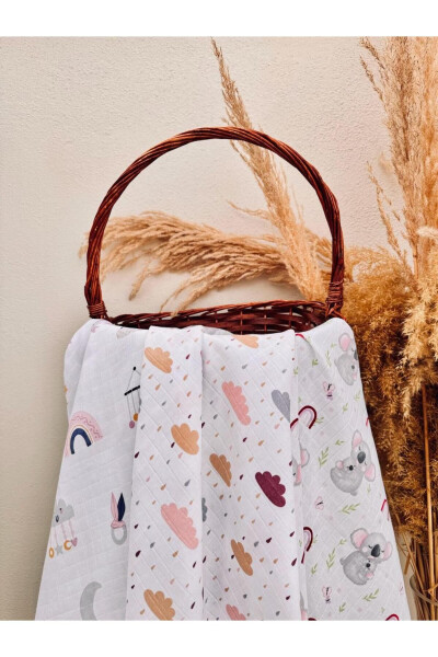 3'lü %100 Pamuklu Organik Müslin Bez Battaniye, Çok Amaçlı, 80x80 cm. , Yenidoğan baby-Mor - LULLABEE (1)