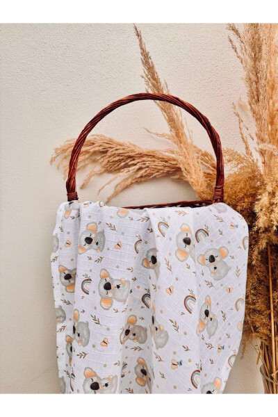 3'lü %100 Pamuklu Organik Müslin Bez Battaniye, Çok Amaçlı, 80x80 cm. , Yenidoğan baby-Bej - 4