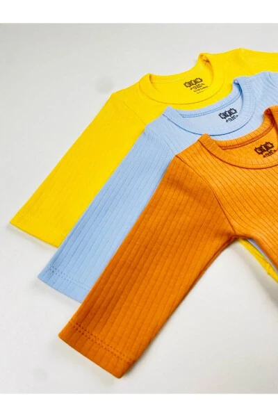 3'lü %100 Paxtadan Tayyorlangan Raportli Basic Jippa To'plam - 5