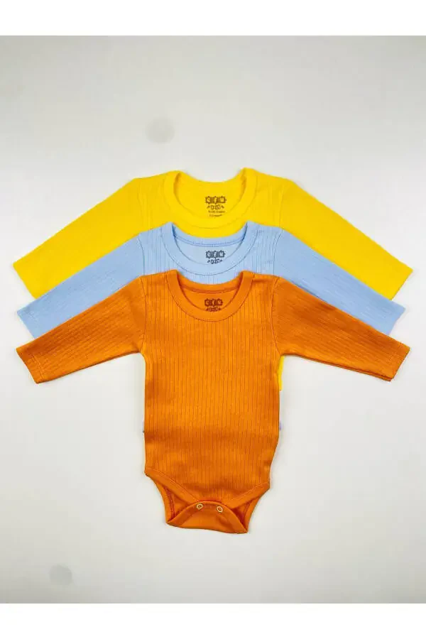 3'lü %100 Paxtadan Tayyorlangan Raportli Basic Jippa To'plam - 6