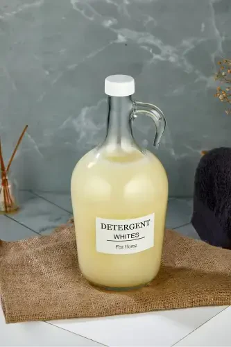 3'lü 1500 Ml Sıvı Deterjan Şişesi Etiketli Cam Galon Şişe 1.5 Litre - 3