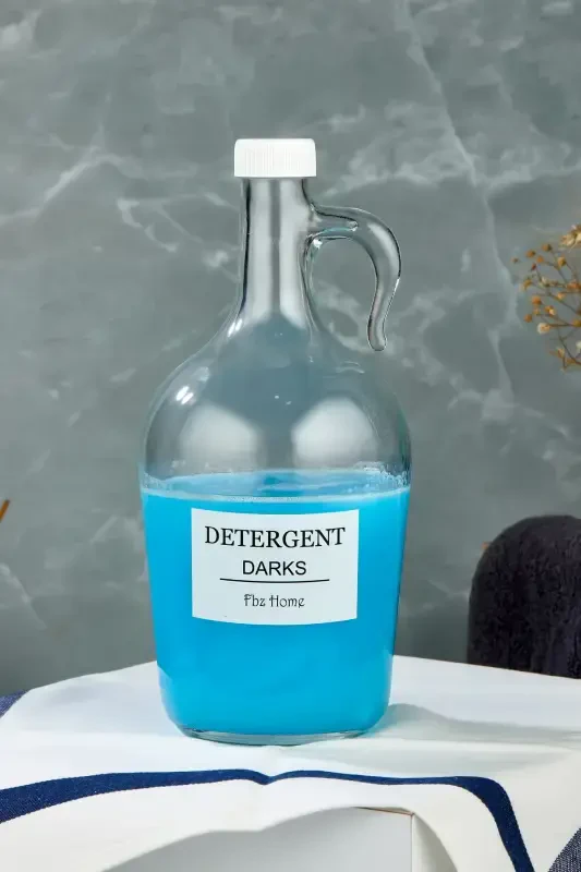 3'lü 1500 Ml Sıvı Deterjan Şişesi Etiketli Cam Galon Şişe 1.5 Litre - 4